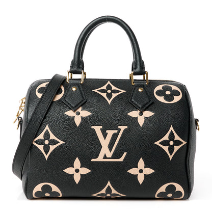 Louis Vuitton Empreinte Monogram Giant Speedy Bandouliere 25 Black Beige 1 of 13