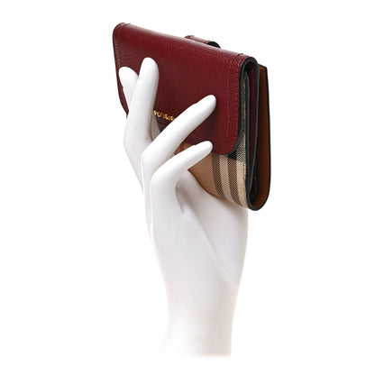Burberry House Check Luna French Wallet Burgundy 2 of 5