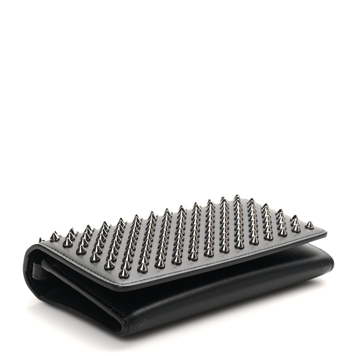 Calfskin Spikes Macaron Wallet Black