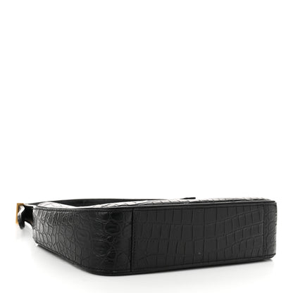 Saint Laurent Calfskin Crocodile Embossed LE 5 A 7 Hobo Black 4 of 11