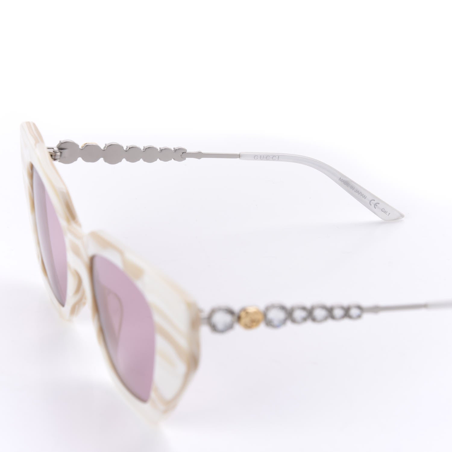 Gucci Crystal Embellished Cat Eye GG0641S Sunglasses White 5 of 7