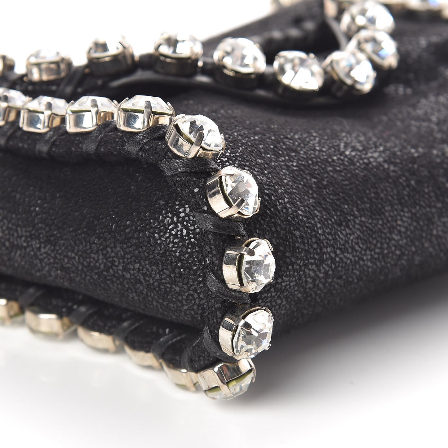 Shaggy Deer Tiny Fold Over Falabella Crystal Crossbody Black