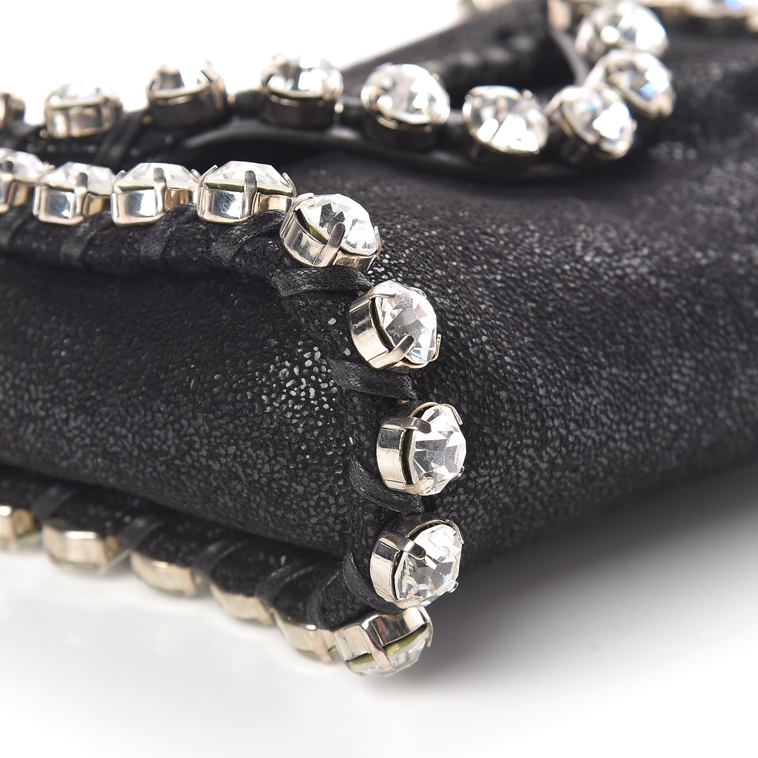Stella McCartney Shaggy Deer Tiny Fold Over Falabella Crystal Crossbody Black 7 of 8