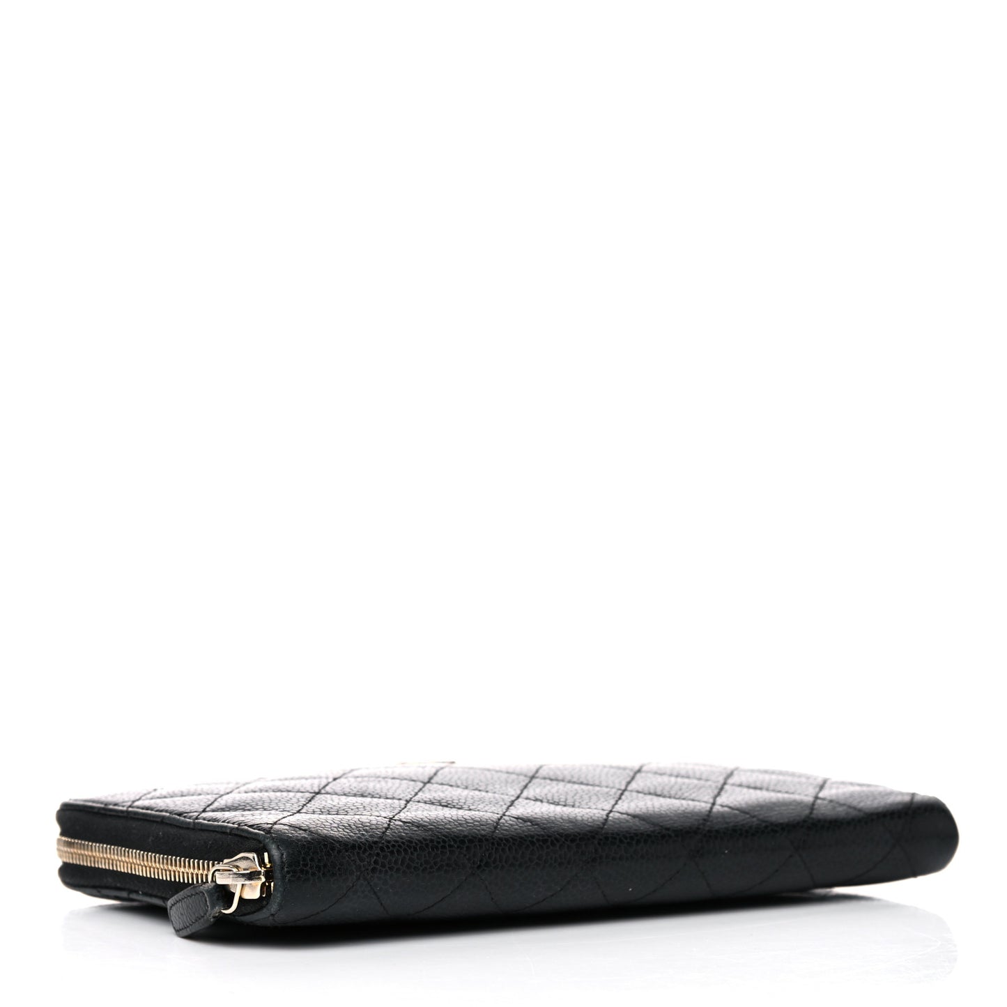 Caviar Quilted Large Zip Around Organizer Wallet Black