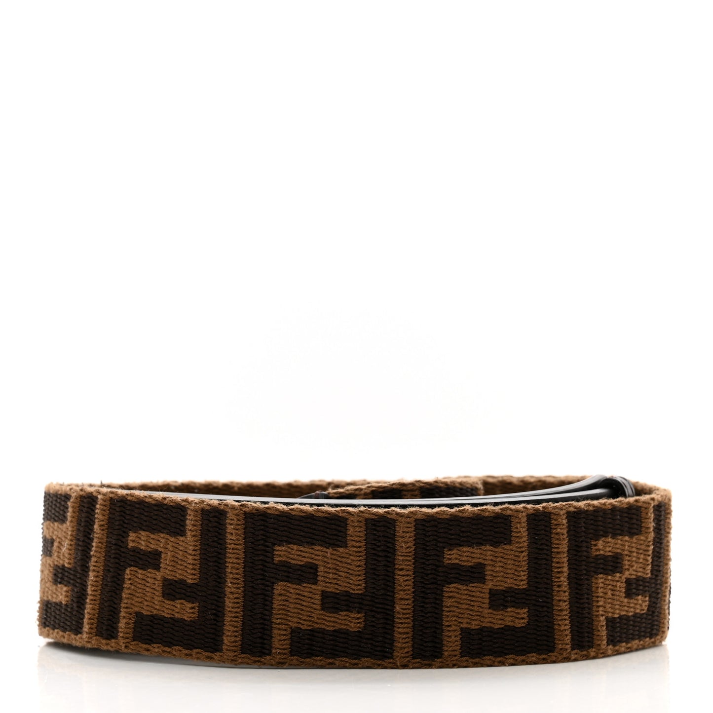 Ribbon Vitello Century FF 1974 Flat Studded Strap You Fango Marrone Ebano