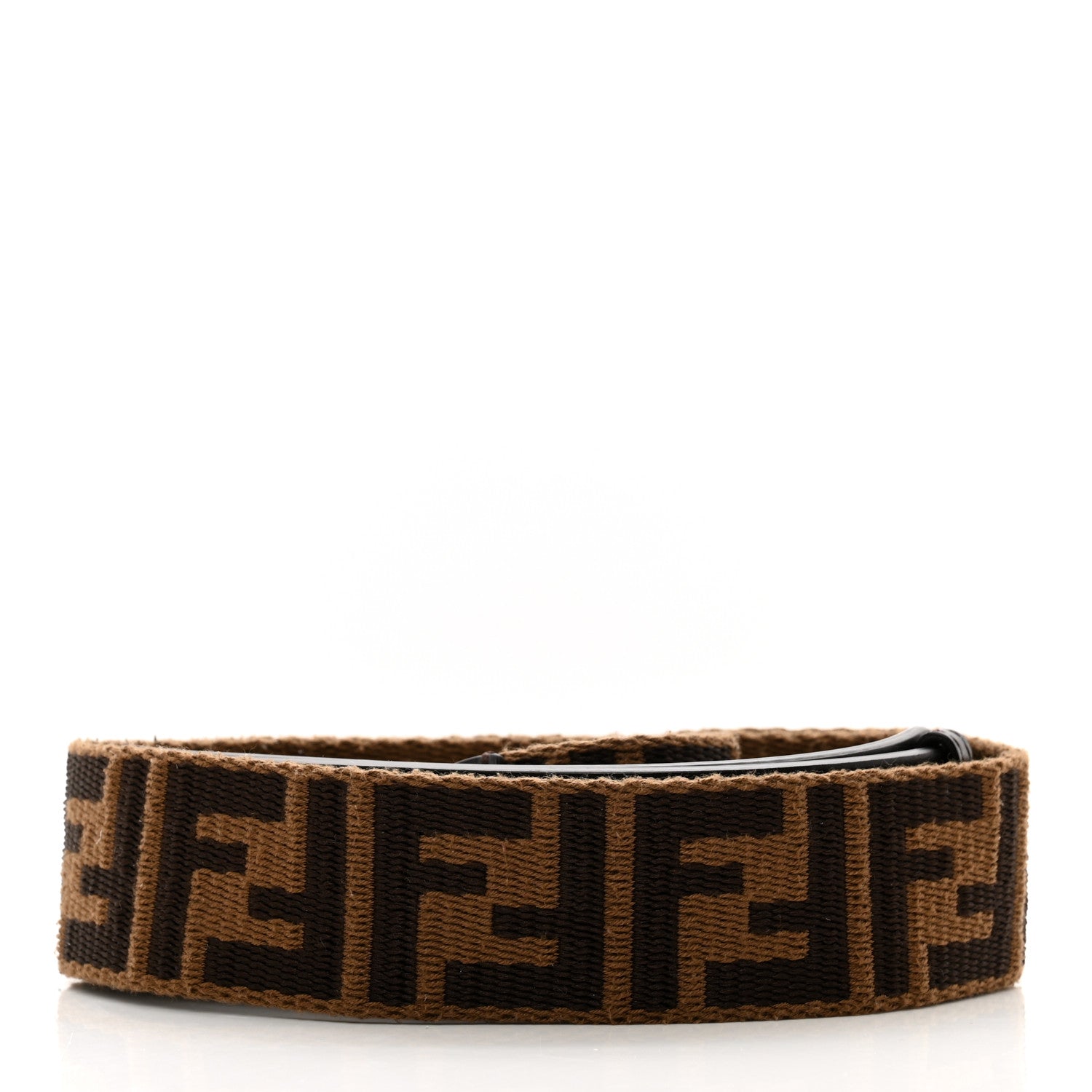 Fendi Ribbon Vitello Century FF 1974 Flat Studded Strap You Fango Marrone Ebano 2 of 5