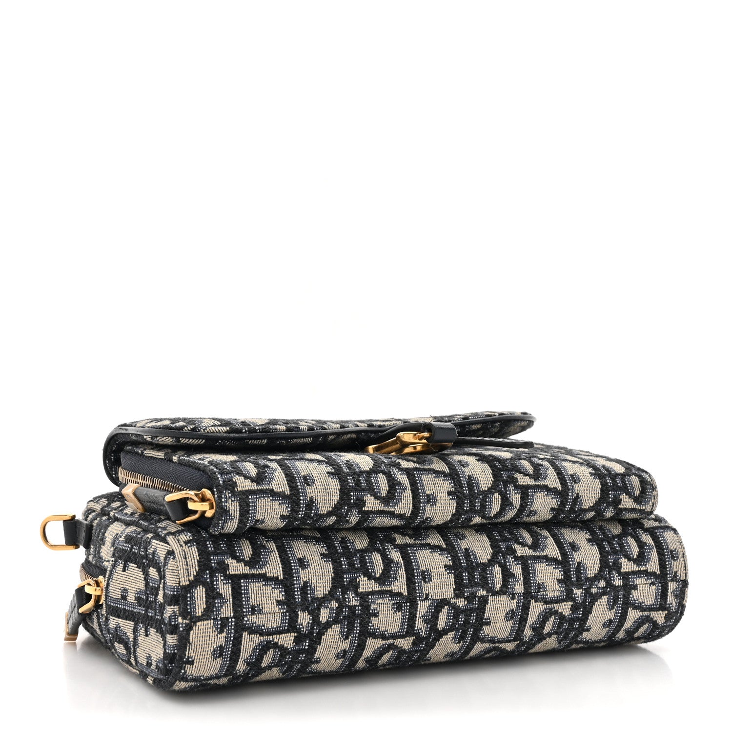 Christian Dior Oblique Double Saddle Pouch Navy Blue 4 of 11