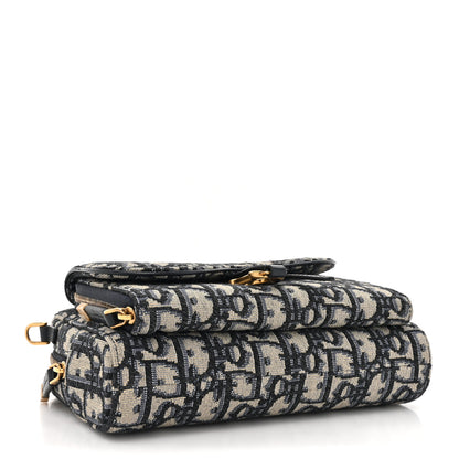 Christian Dior Oblique Double Saddle Pouch Navy Blue 4 of 11