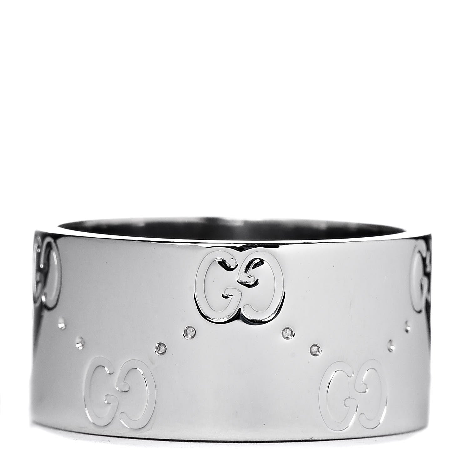 Gucci 18K White Gold 9mm Icon Band Ring 51 5.75 1 of 5