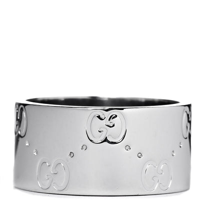 Gucci 18K White Gold 9mm Icon Band Ring 51 5.75 1 of 5