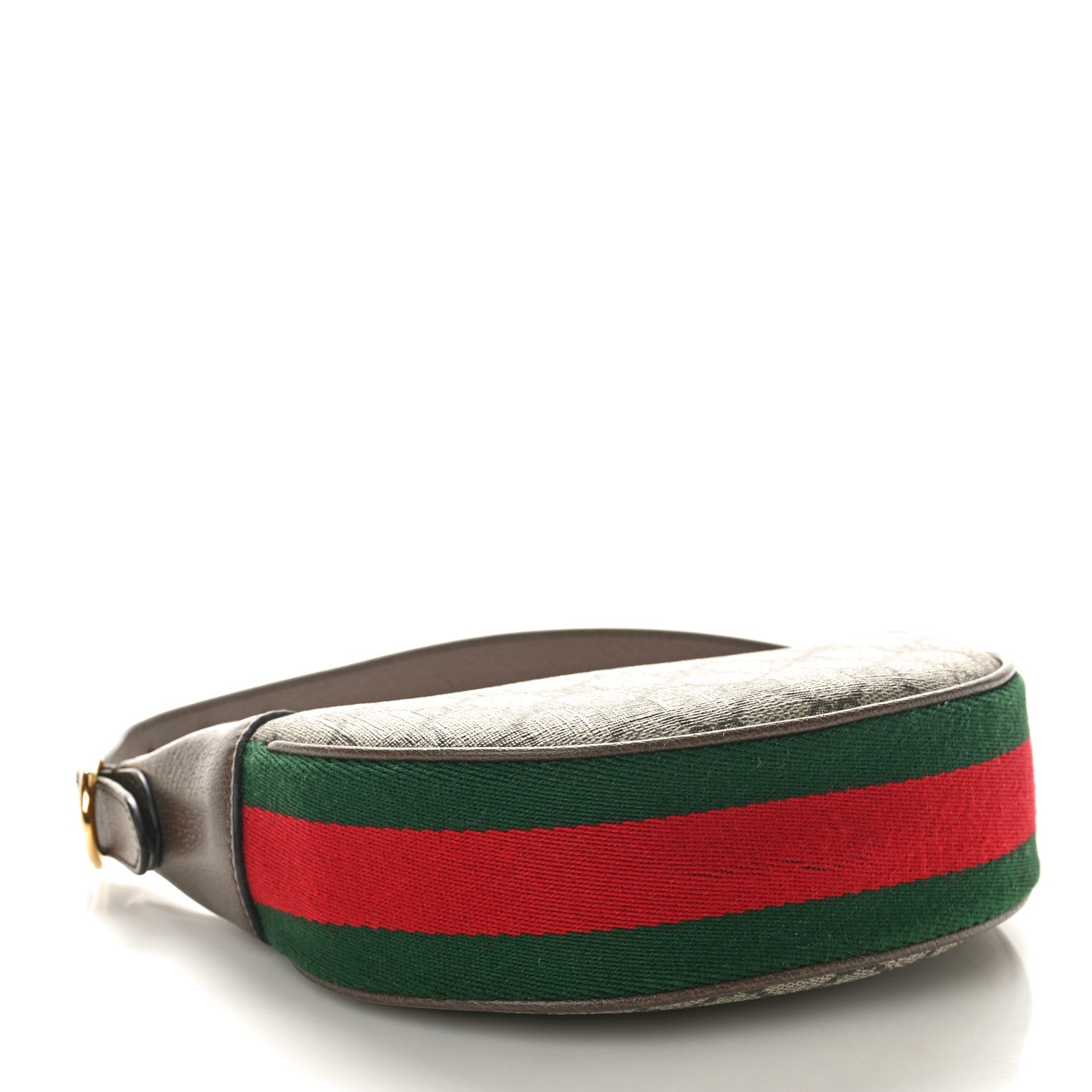Gucci GG Supreme Monogram Textured Calfskin Web Mini Ophidia Half Moon Hobo Beige Ebony New Acero 4 of 10