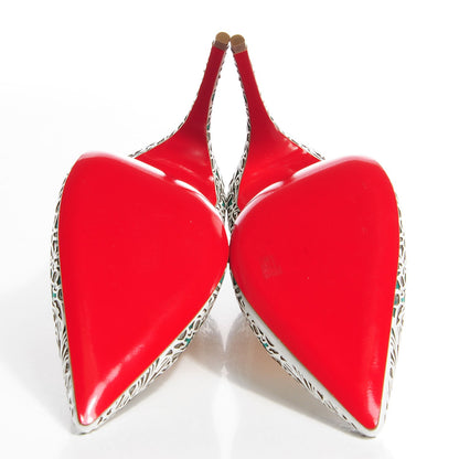 Christian Louboutin Patent Glitter Suede So Pretty 100 Pumps 39 Silver Mint 5 of 6