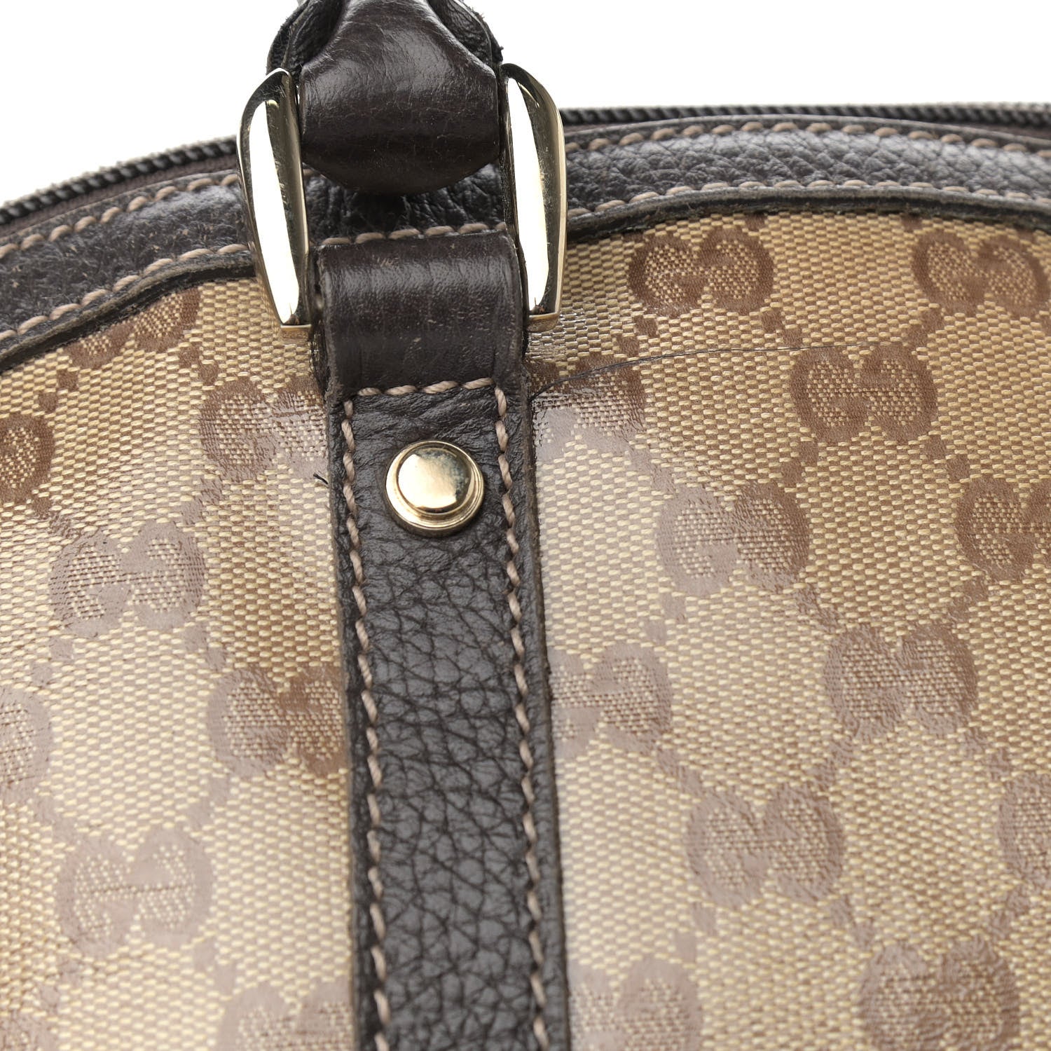 Gucci Crystal Monogram Medium GG Charm Dome Satchel Dark Brown 11 of 13