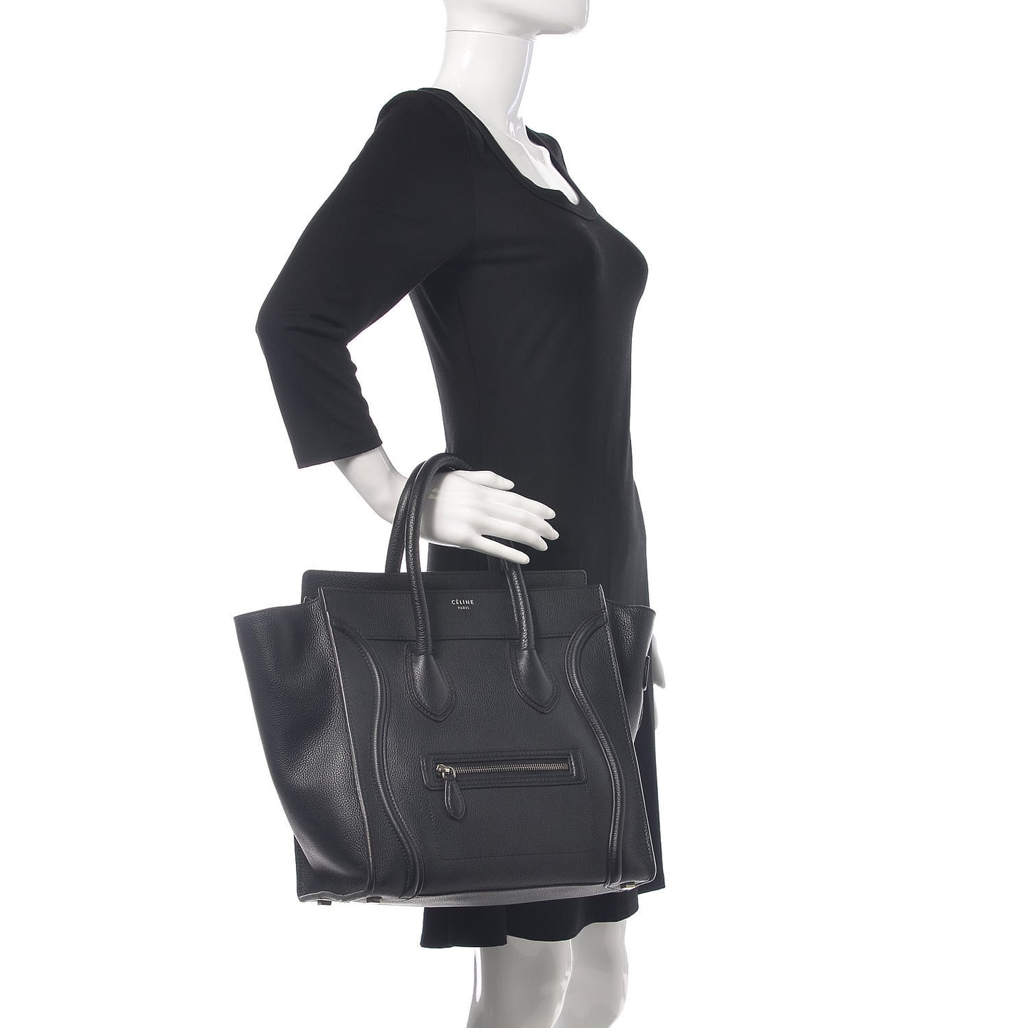 Drummed Calfskin Mini Luggage Black
