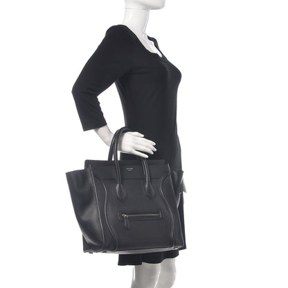 Celine Drummed Calfskin Mini Luggage Black 2 of 11