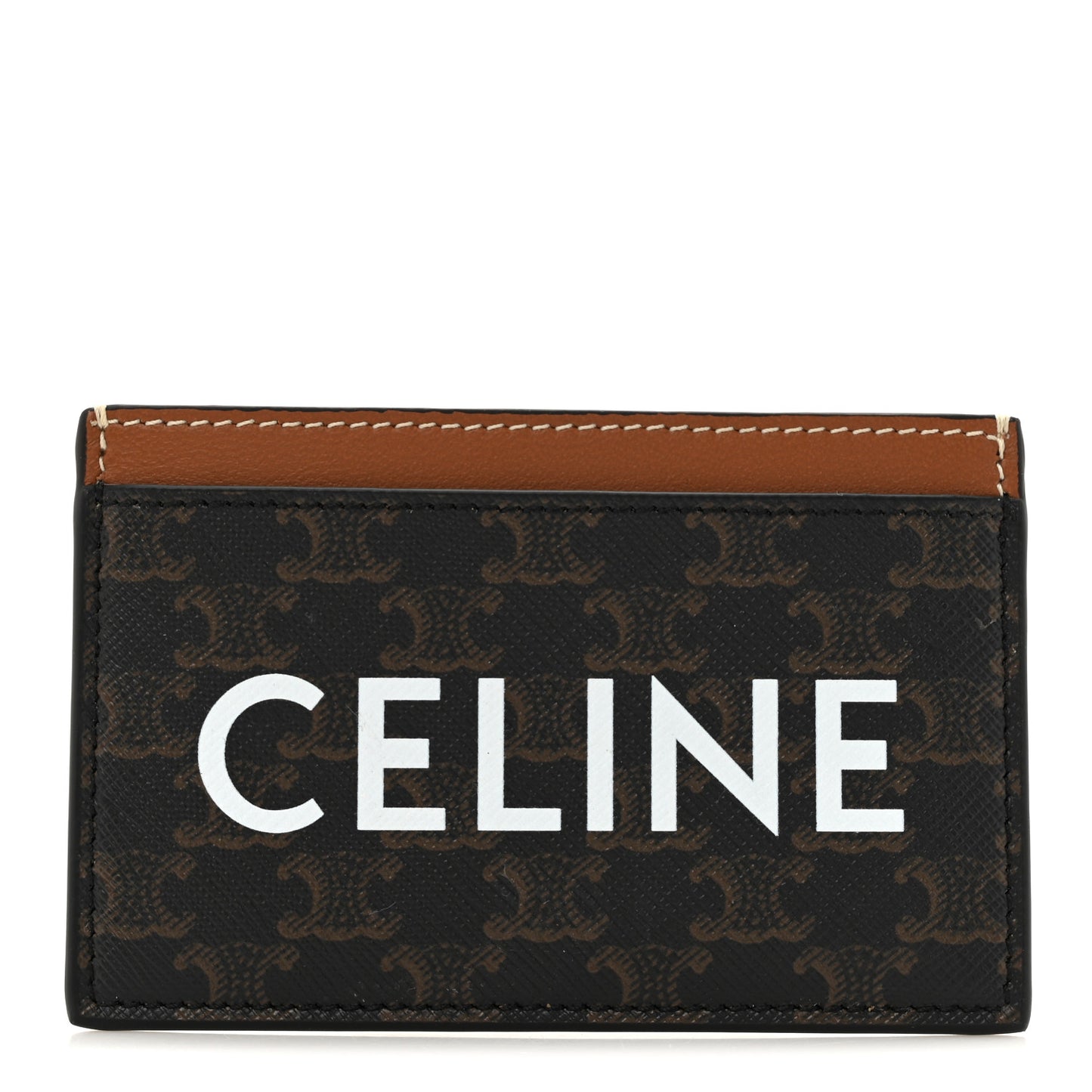 Triomphe Canvas Card Holder Multicolor Tan