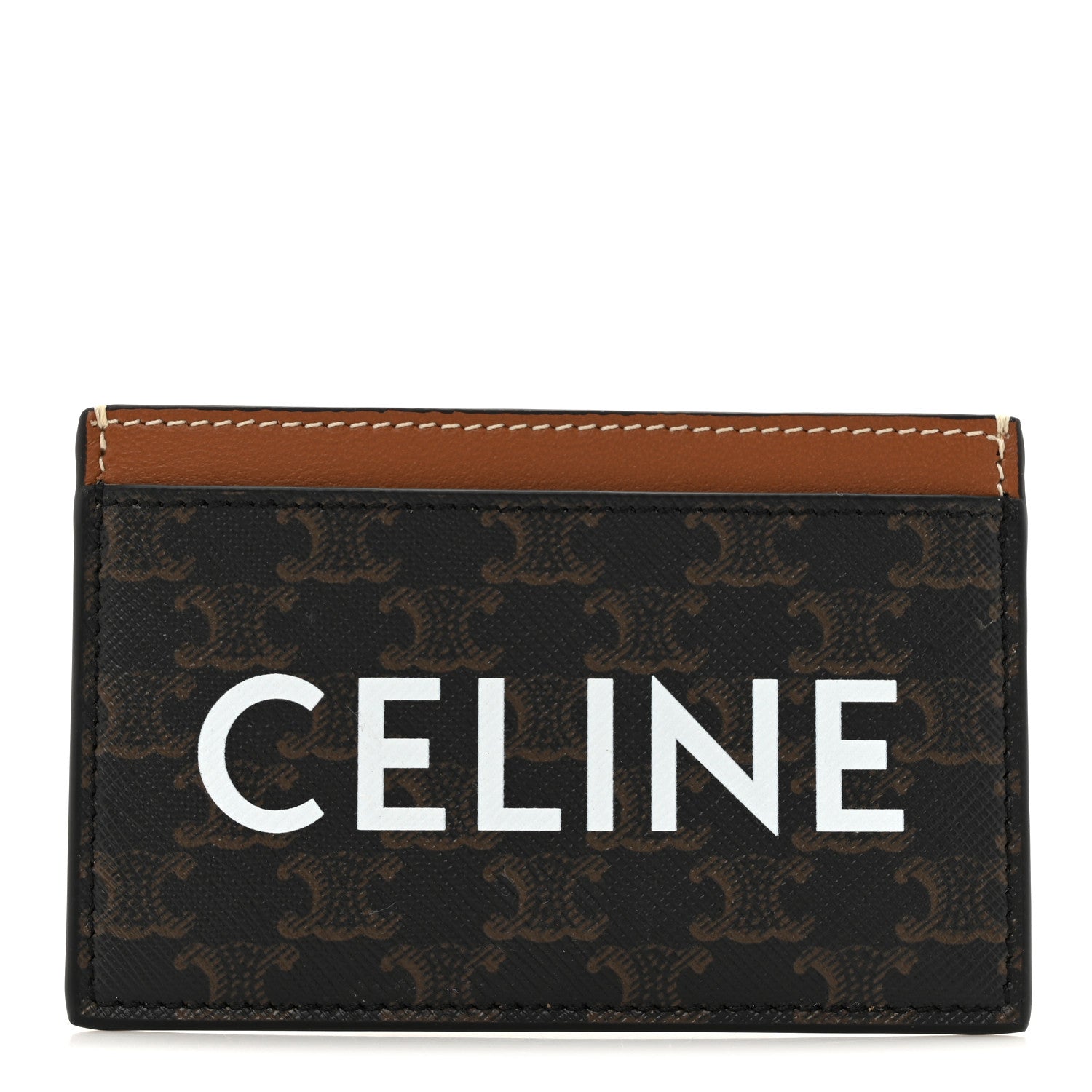 Celine Triomphe Canvas Card Holder Multicolor Tan 1 of 6