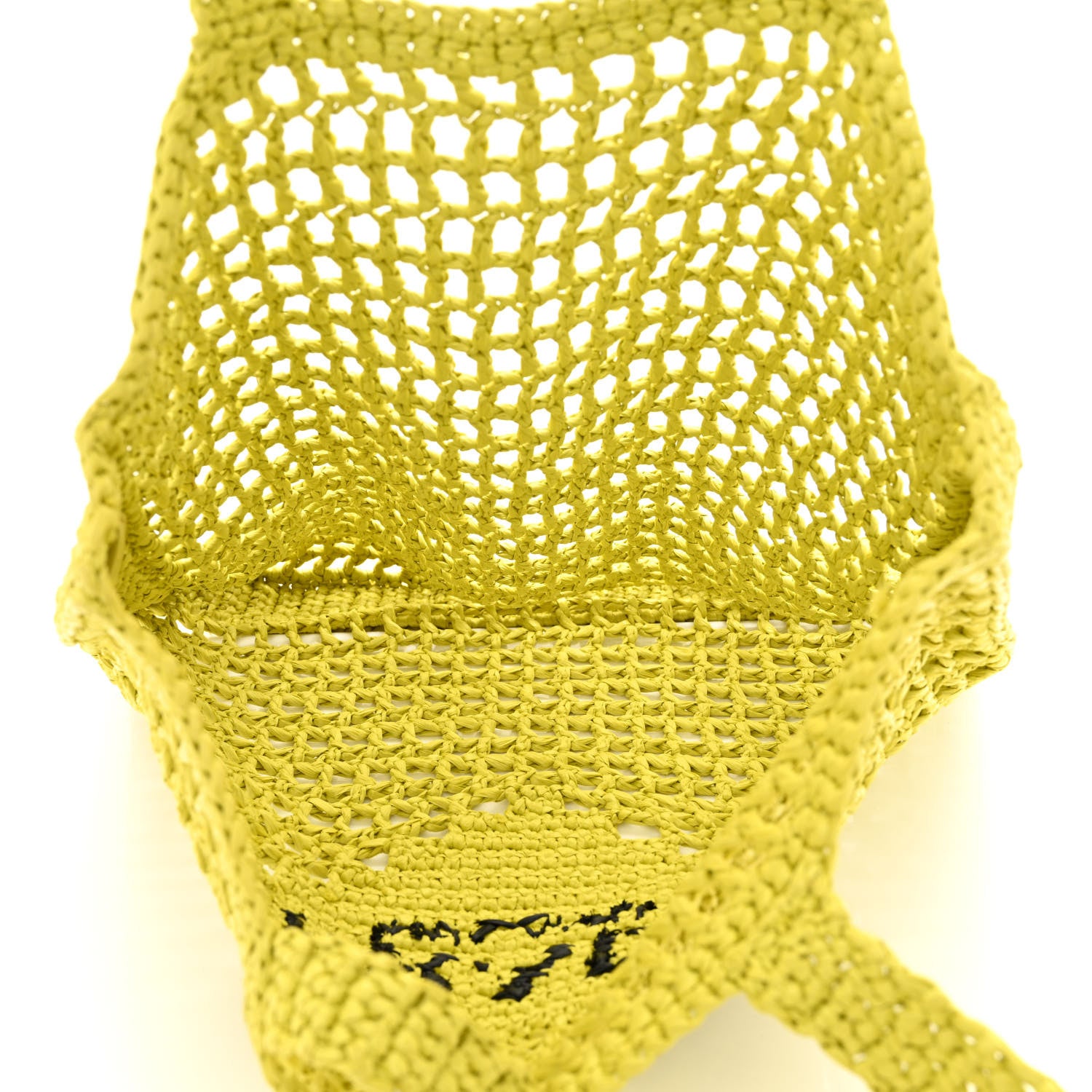 Prada Yarn Raffia Effect Crochet Logo Embroidered Tote Bag Cedro 5 of 10