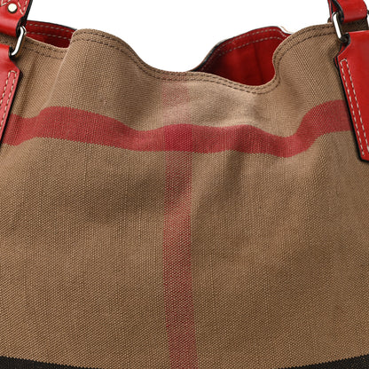 Burberry Canvas Mega Check Medium Ashby Hobo Saddle Cadmium Red 8 of 11