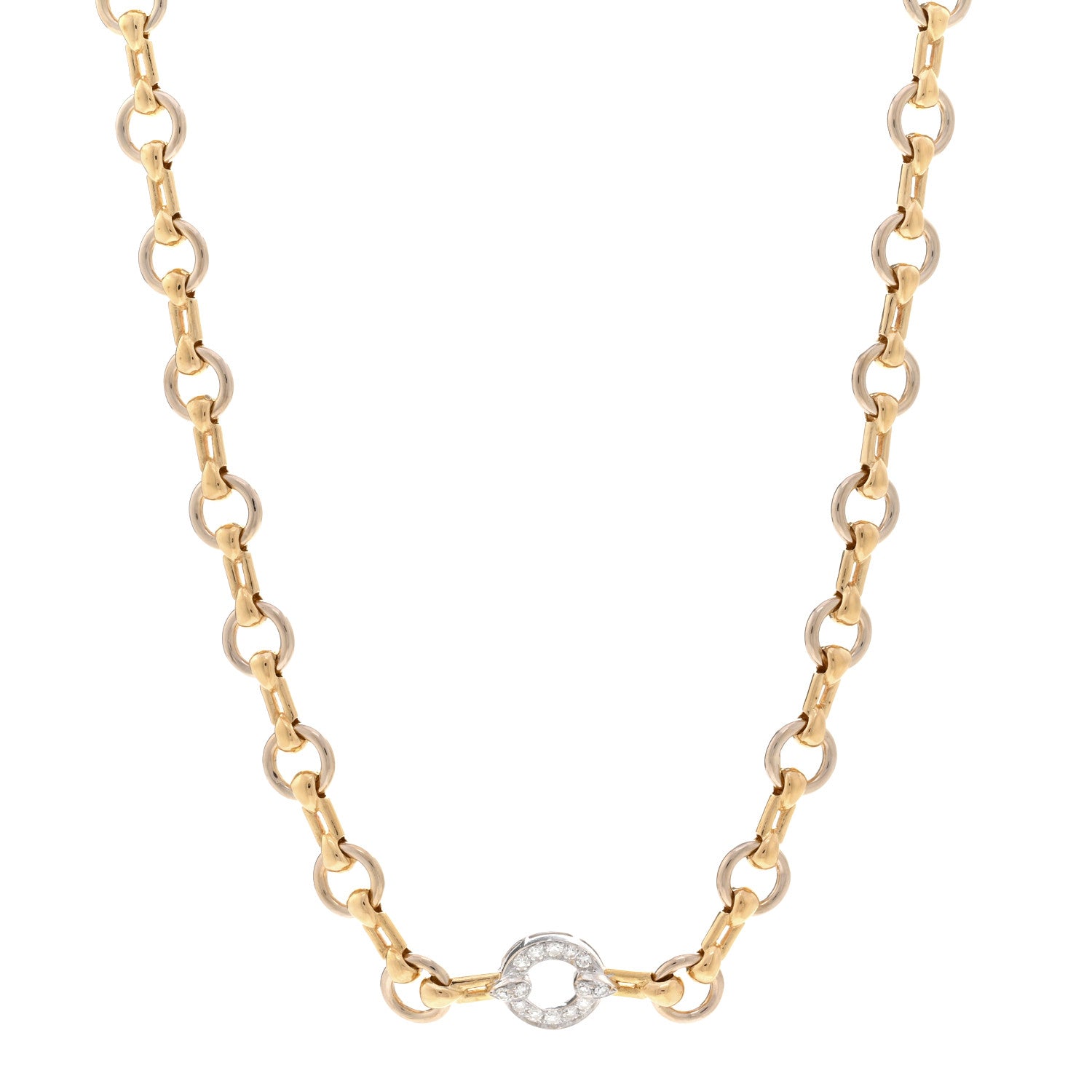 Cartier 18K Yellow White Gold Diamond Link Necklace 1 of 4