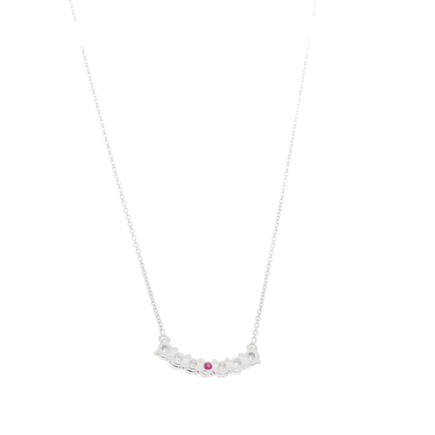 Roberto Coin 18K White Gold Diamond Curved Bar Pendant Necklace 5 of 6