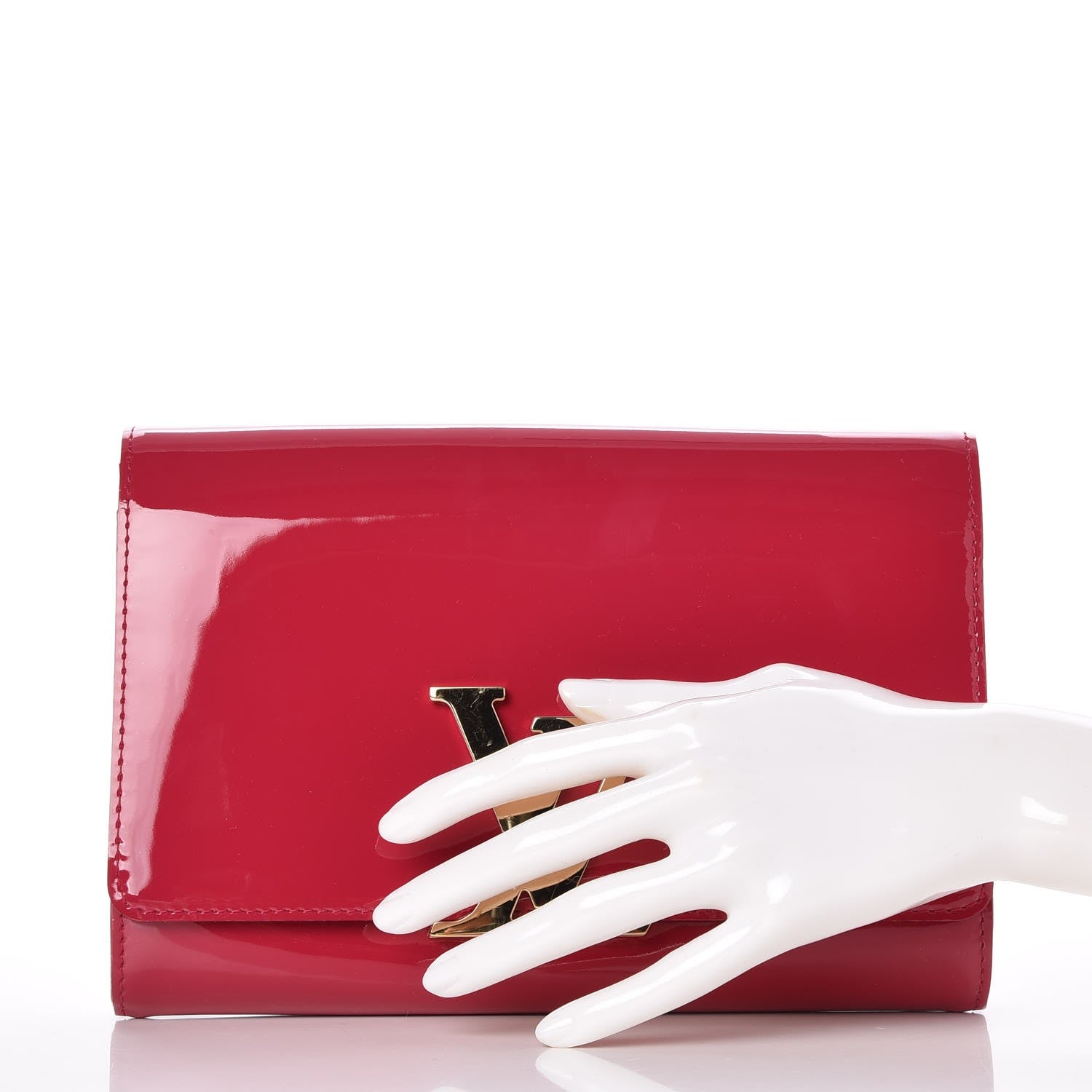 Louis Vuitton Patent Louise Clutch Rose Indien 2 of 7