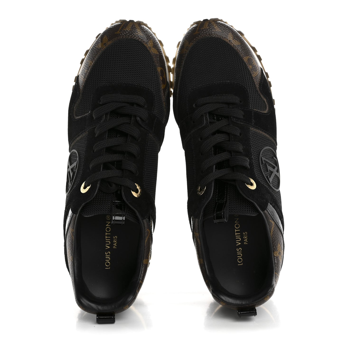 Suede Monogram Run Away Sneakers 38 Black