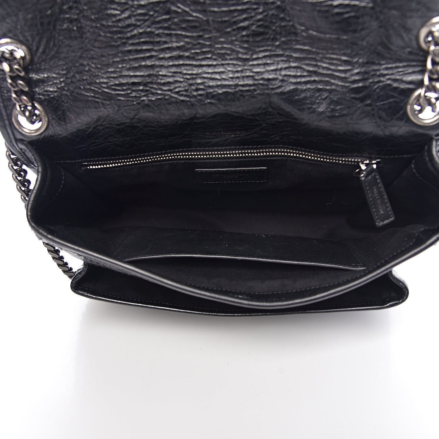 Saint Laurent Crinkled Calfskin Matelasse Monogram Medium Niki Chain Satchel Black 5 of 10