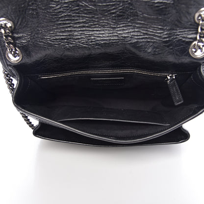 Saint Laurent Crinkled Calfskin Matelasse Monogram Medium Niki Chain Satchel Black 5 of 10