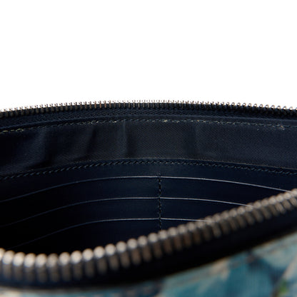 Gucci GG Supreme Monogram Blooms Small Zip Wristlet Pouch Beige Blue Black 11 of 12
