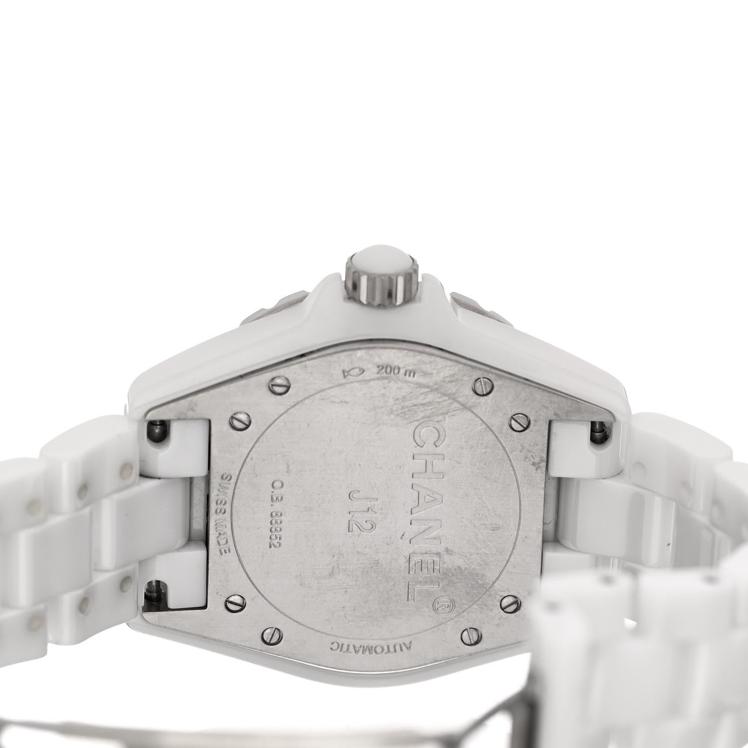 Chanel Stainless Steel Ceramic Diamond Pave Bezel 38mm J12 Automatic Watch White 4 of 4