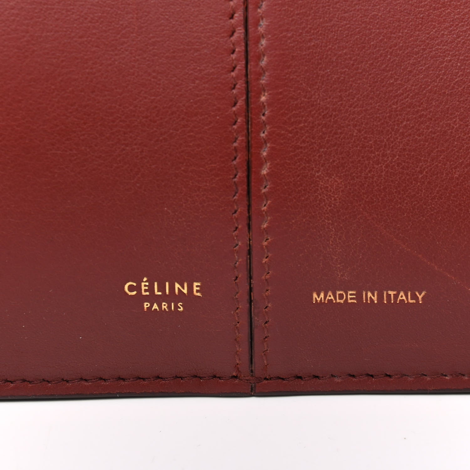 Celine Calfskin Medium Tri-Fold Bag Red Wood 5 of 9