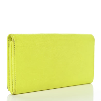 Balenciaga Agneau Classic Silver Hardware Money Wallet Jaune Fluo 3 of 15