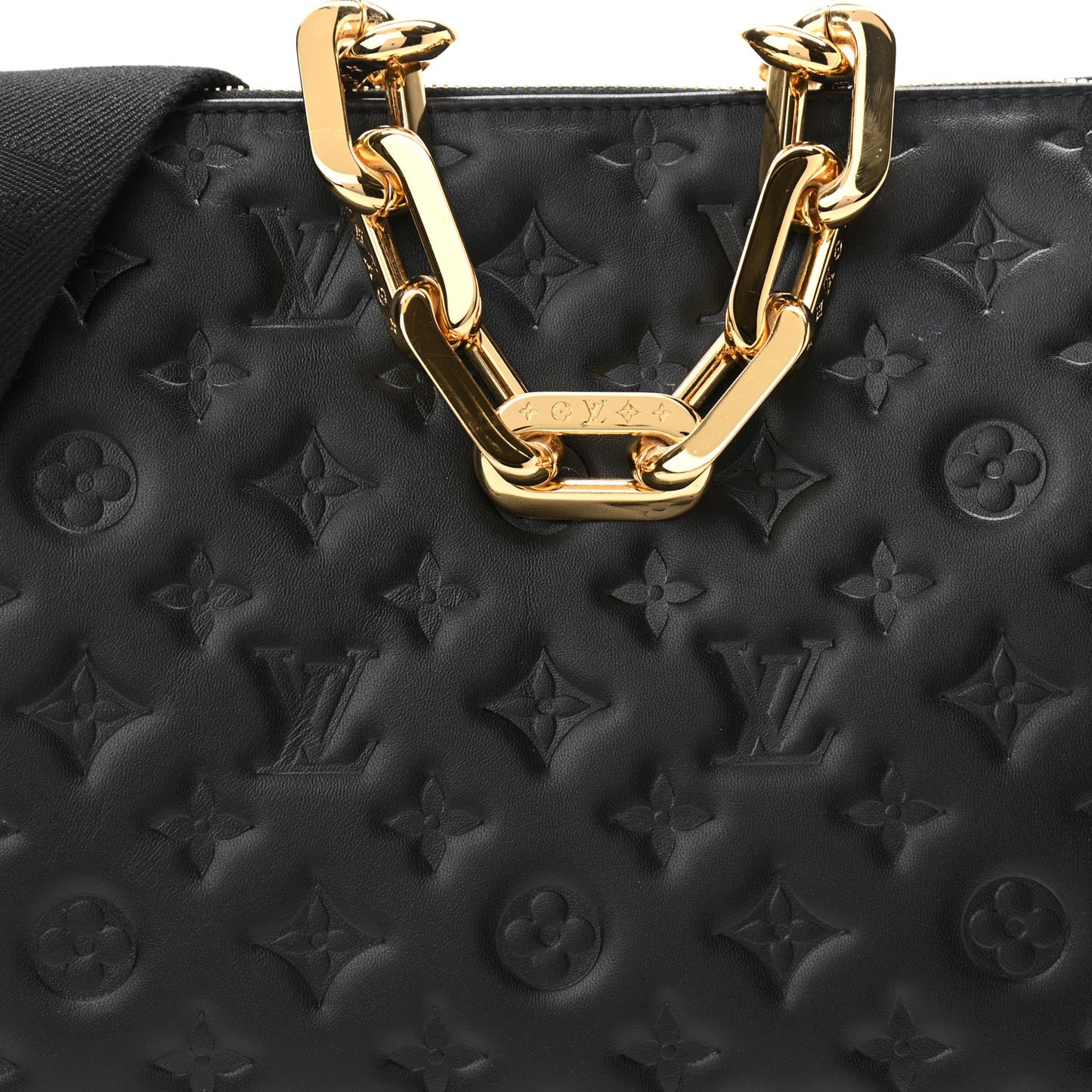 Lambskin Embossed Monogram Coussin MM Black
