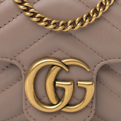 Gucci Calfskin Matelasse Super Mini GG Marmont Shoulder Bag Porcelain Rose 8 of 11