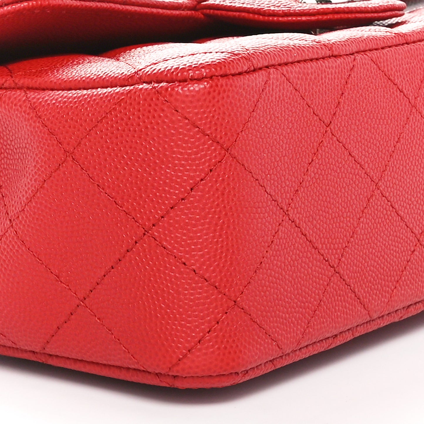 Caviar Quilted Mini Rectangular Flap Red