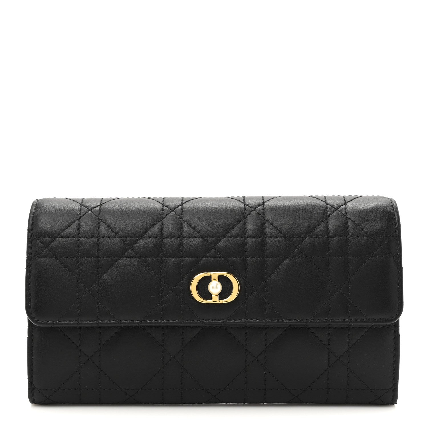 Christian Dior Lambskin Cannage Jolie Orchid Long Wallet  Black 1 of 8