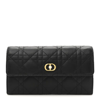 Christian Dior Lambskin Cannage Jolie Orchid Long Wallet  Black 1 of 8