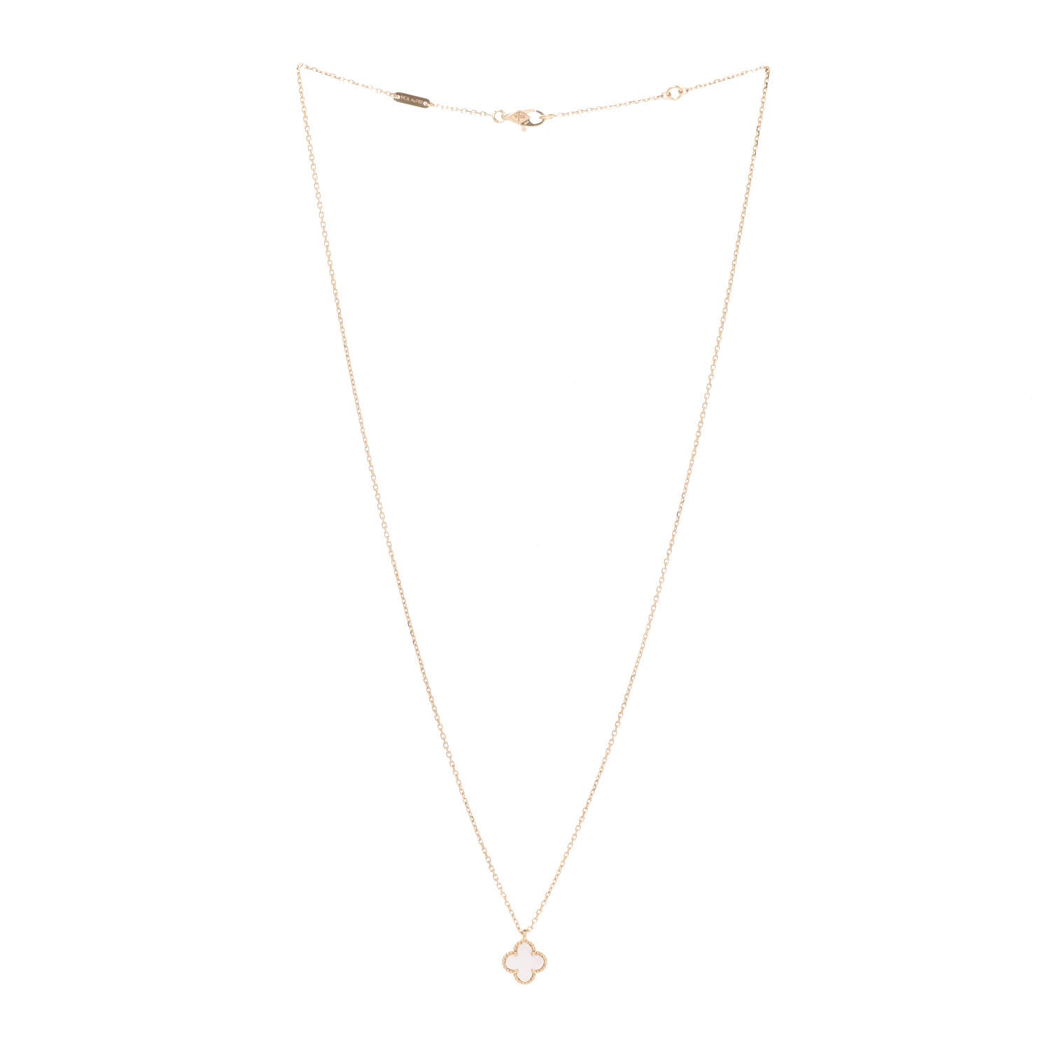 Van Cleef & Arpels 18K Yellow Gold Mother of Pearl Sweet Alhambra Pendant Necklace 3 of 5