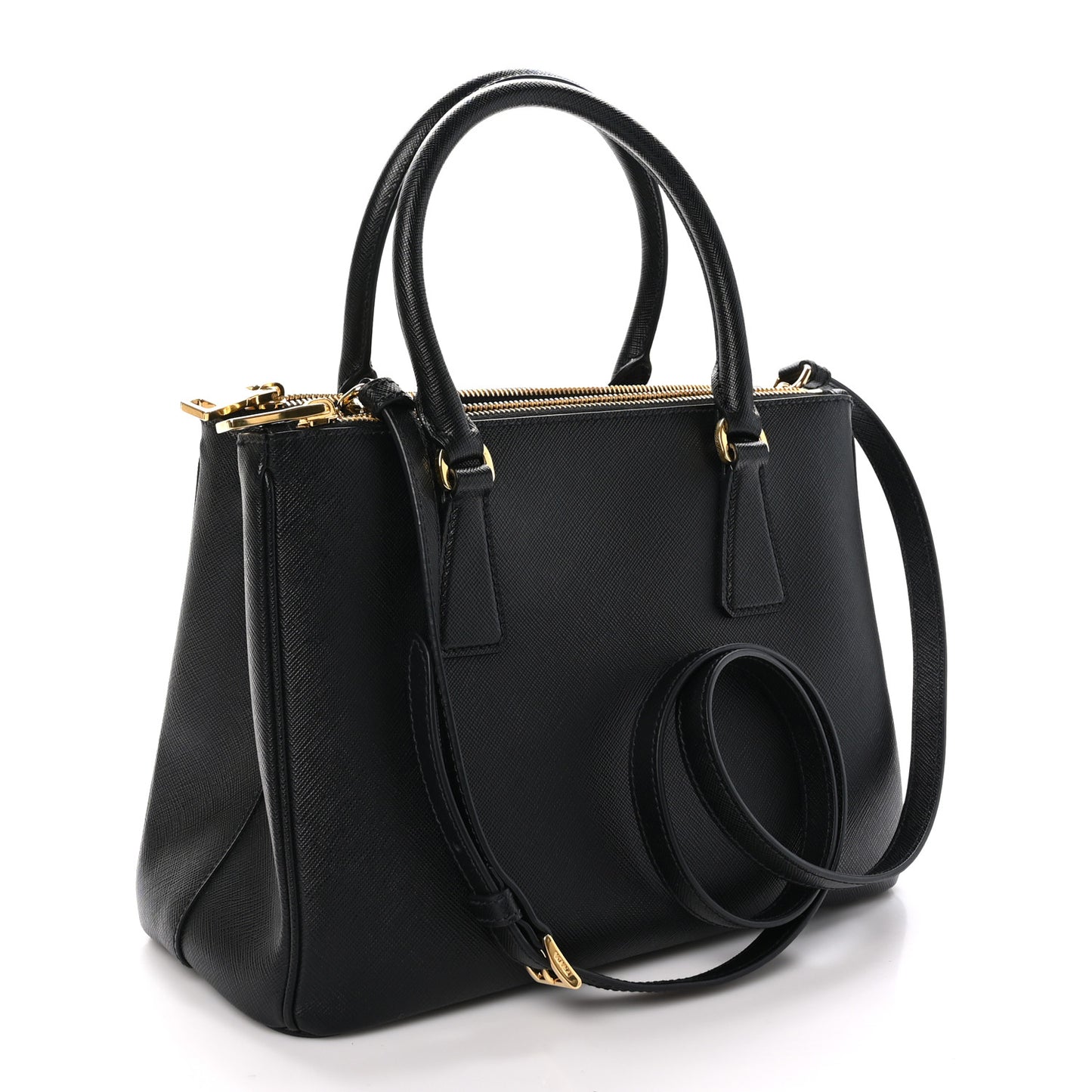 Saffiano Small Galleria Double Zip Tote Black