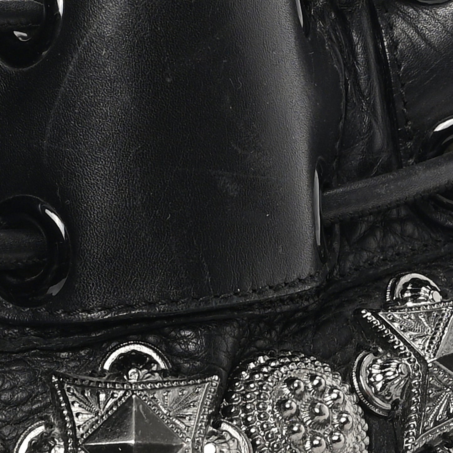 Calfskin Mason Warrior Studded Hobo Black