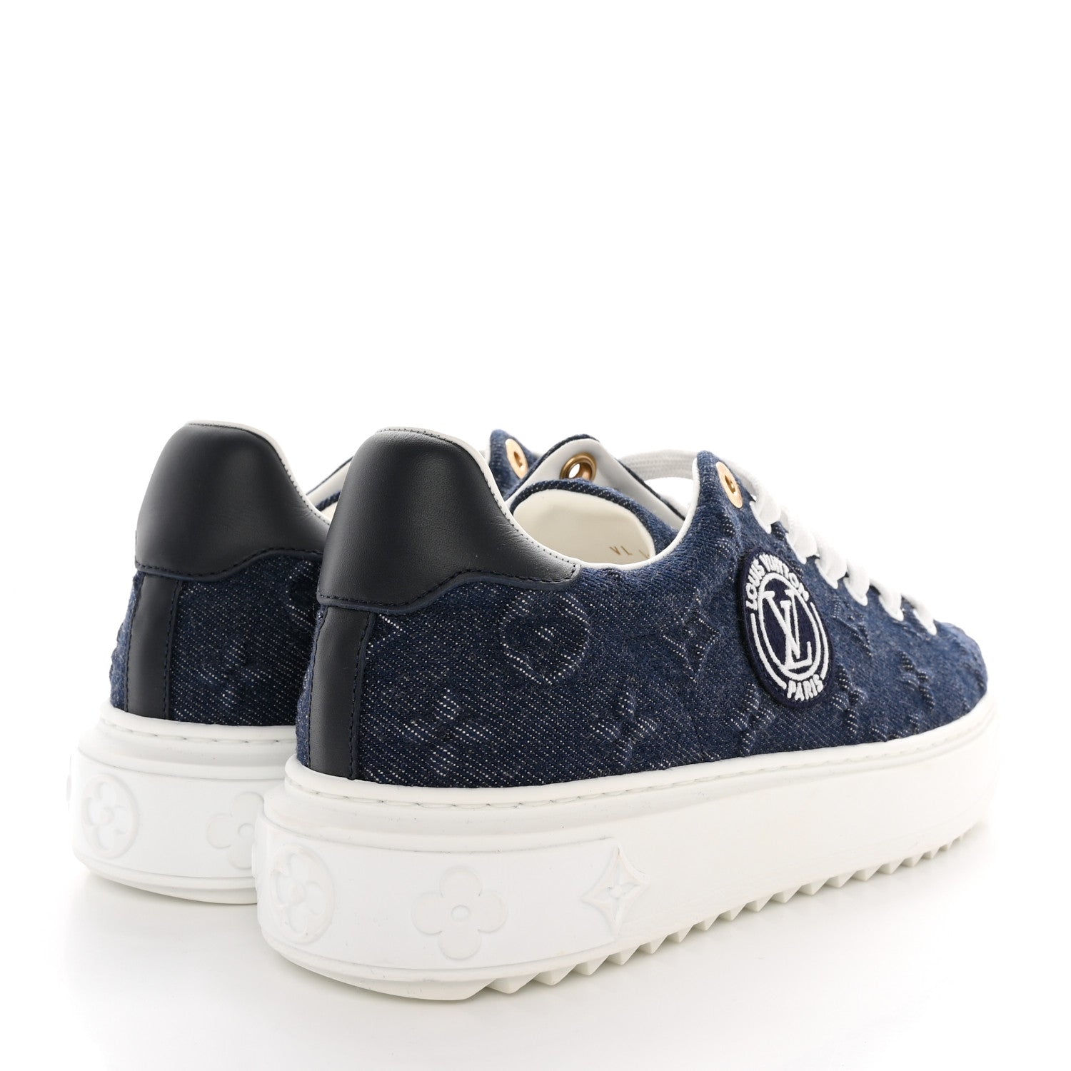 Louis Vuitton Denim Monogram Debossed Time Out Sneakers 36.5 Blue 4 of 10
