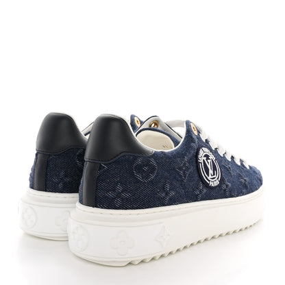 Louis Vuitton Denim Monogram Debossed Time Out Sneakers 36.5 Blue 4 of 10