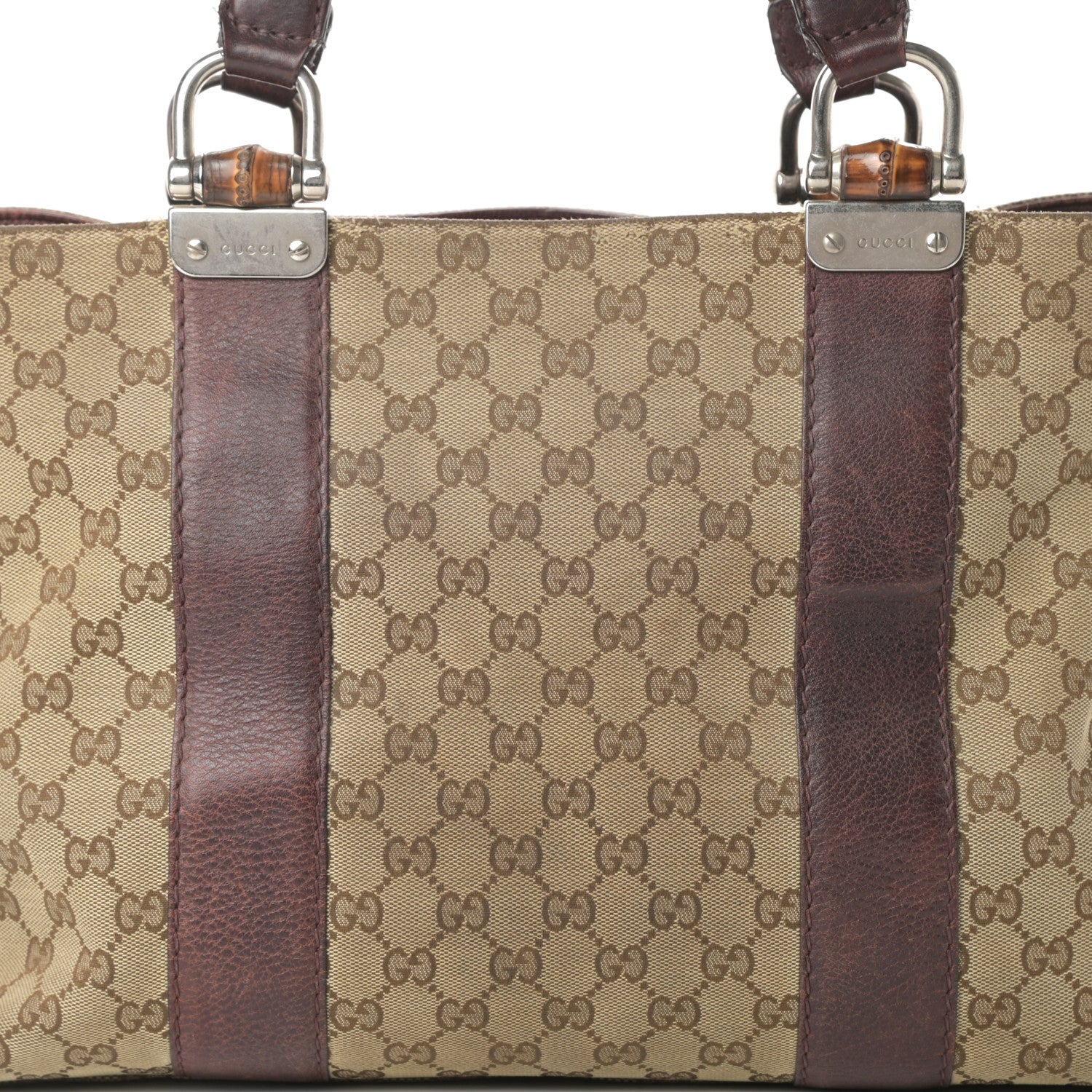 Gucci Monogram Medium Bamboo Bar Tote Brown 8 of 15