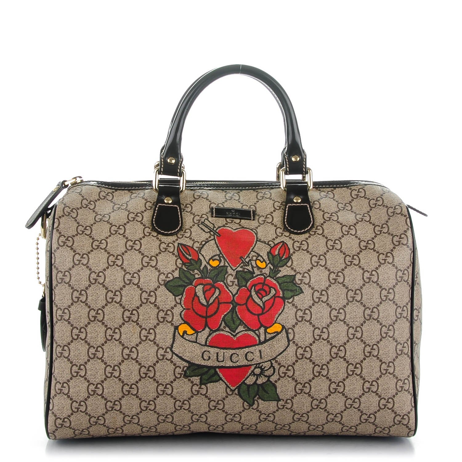 Gucci GG Plus Monogram Tattoo Heart Medium Joy Boston Dark Brown 1 of 8