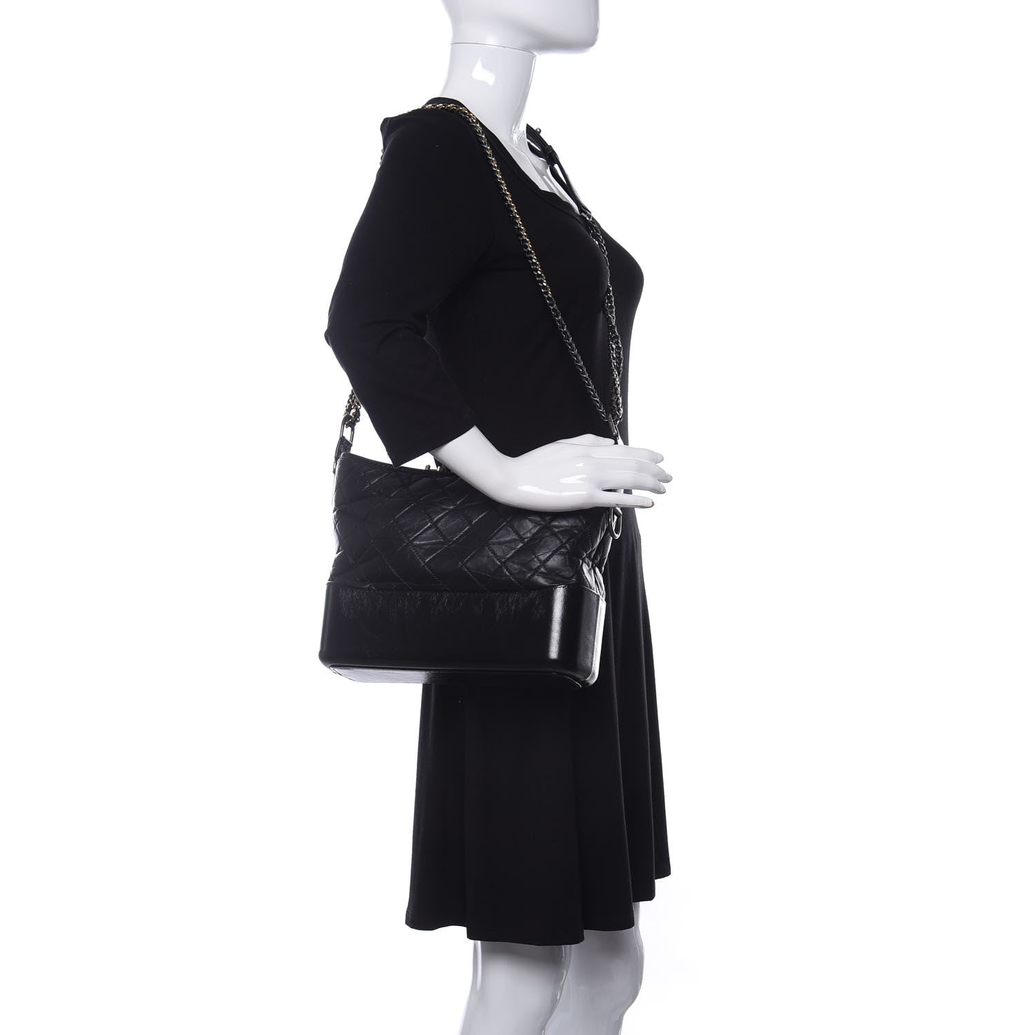 Chanel Aged Calfskin Quilted Medium Gabrielle Hobo Black 2 of 10