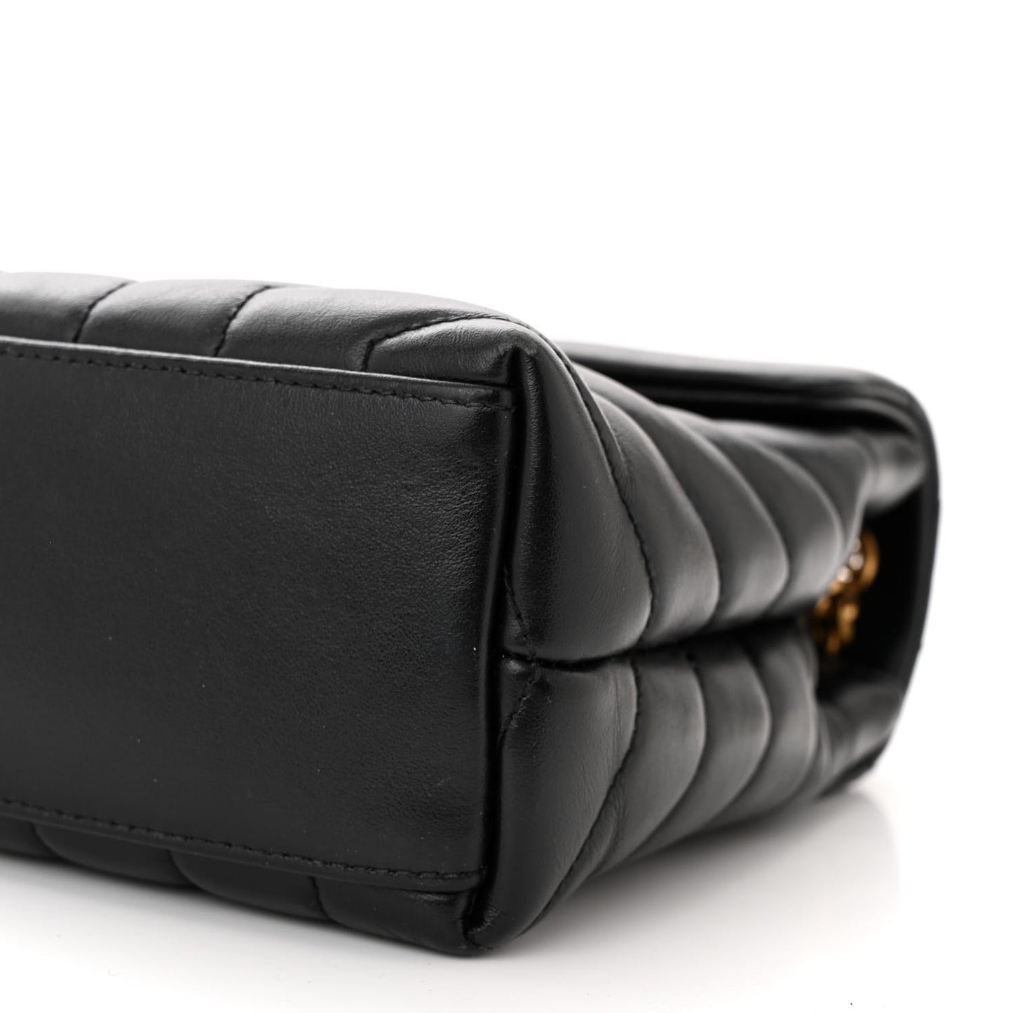 Calfskin Y Quilted Monogram Small Loulou Chain Satchel Black