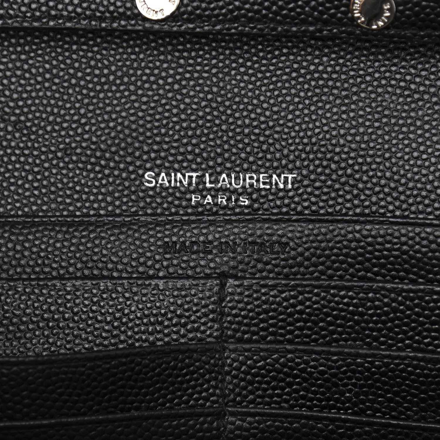 Saint Laurent Grain De Poudre Matelasse Chevron Monogram Chain Wallet Black 6 of 10