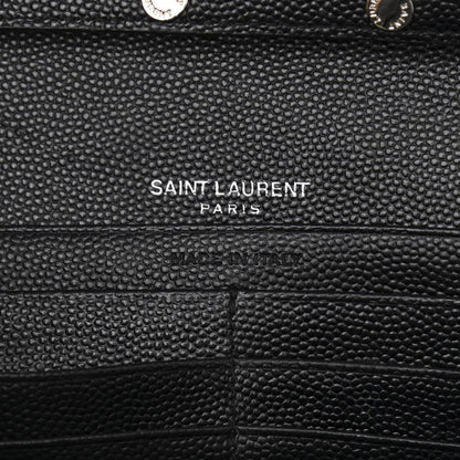 Saint Laurent Grain De Poudre Matelasse Chevron Monogram Chain Wallet Black 6 of 10