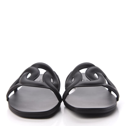 Hermes Rubber Aloha Sandals 37 Black 3 of 9